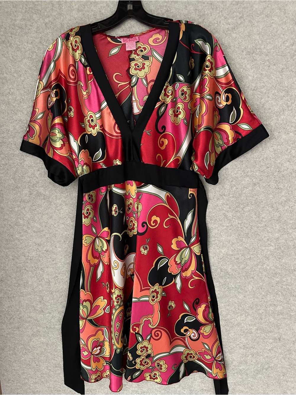 She's Cool Floral Wrap Dress in Red, Pink & Black